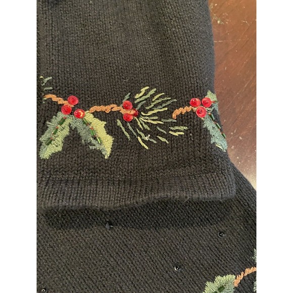 Tiara International Vintage XL 1X Cardigan Sweater Cardinal Beaded Zip Up Black - Picture 6 of 12